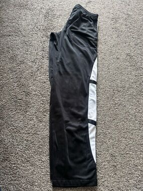 GTM Sportswear Black Athletic Track Pants with White Trim